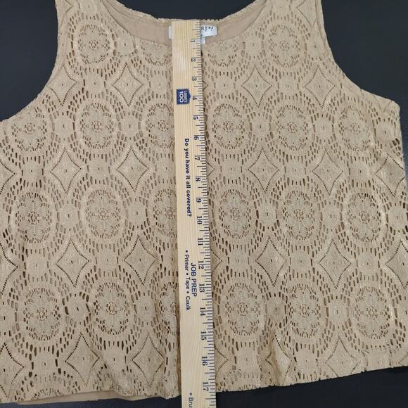Nancy Bolen City Girl Petite Lace Vintage Tank Top Shirt Beige Large Y2K Boho - Picture 12 of 12